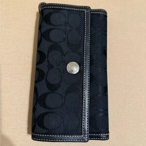 Black Coach Wallet with Silver Button.